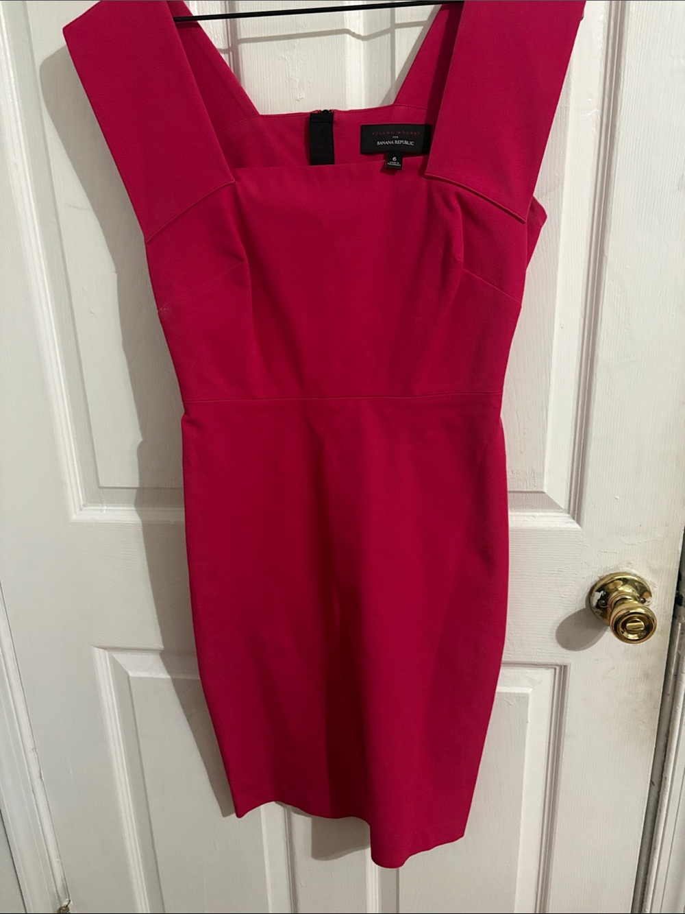 Banana Republic Vibrant Pink Square-Neck Midi Dress